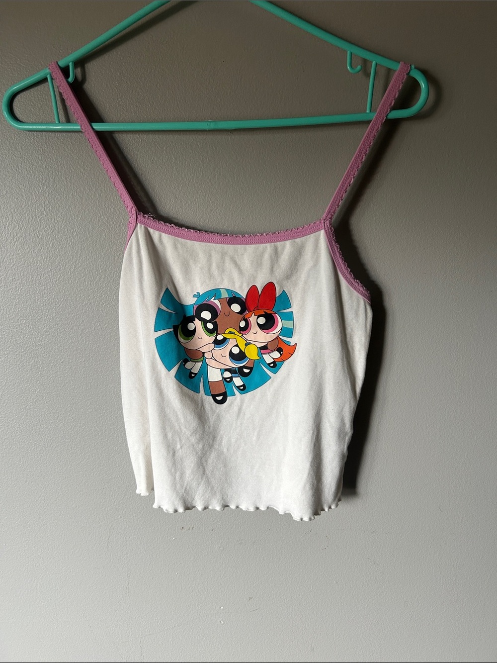 Dolls Kill White Powerpuff Girls Graphic Tank with Pink Trim